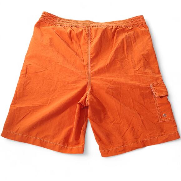 Polo by Ralph Lauren Vintage Swim Shorts Orange Pony Cargo 90s Blokecore Mens M - Picture 2 of 8